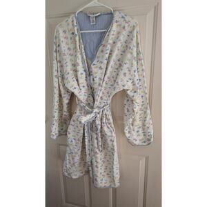 L. L. Bean Vintage Women's Floral Cottage Robe, Tie Closure Pockets, M Cottage